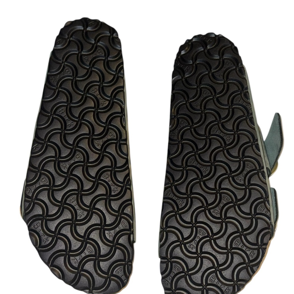 Birkenstock Green Sandals with Big Brass Buckles - Picture 3 of 7